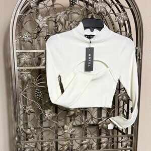 MOTEL- Star White Ribbed Crop Top - Small - NWT's